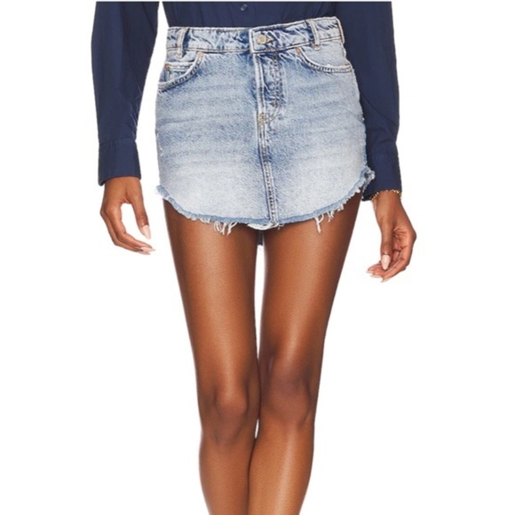 Free People Sky High Denim Mini Skirt Size 12 - Picture 1 of 11